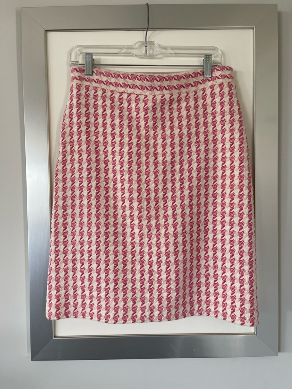 Banana Republic Factory pink and cream houndstooth skirt in cotton/linen blend 💗